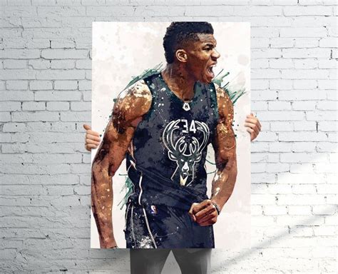 Giannis Antetokounmpo Milwaukee Bucks V Poster Canvas Etsy