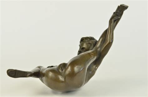 Bronze Erotic Sculpture Nude Art Sex Statue Signed Deco Marble Figurine