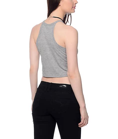 Empyre Bianca Ribbed Grey Cropped Tank Top Zumiez