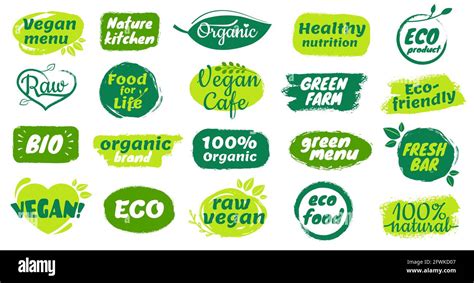 Organic Food Label Natural Organic Product Badges Raw Vegan Menu