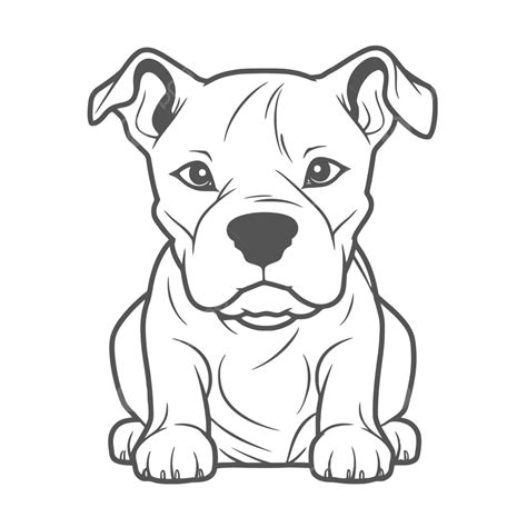 Coloring Page Of Baby Pitbull Puppy Outline Sketch Drawing Vector ...