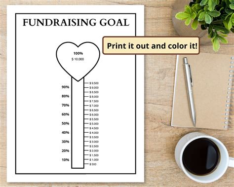 Fundraising Goal Tracker Printable Donation Goal Tracker Fillable