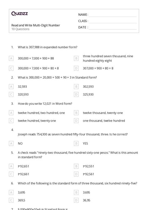 50 Multi Digit Multiplication Worksheets For Kindergarten On Quizizz Free And Printable