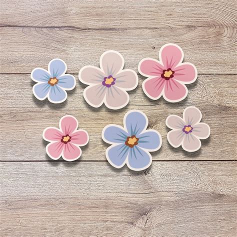 Flower Vinyl Sticker Set Of 3 Or 6 Vinyl Flower Sticker Etsy