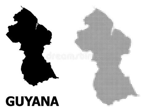 Vector Halftone Mosaic And Solid Map Of Guyana Stock Vector