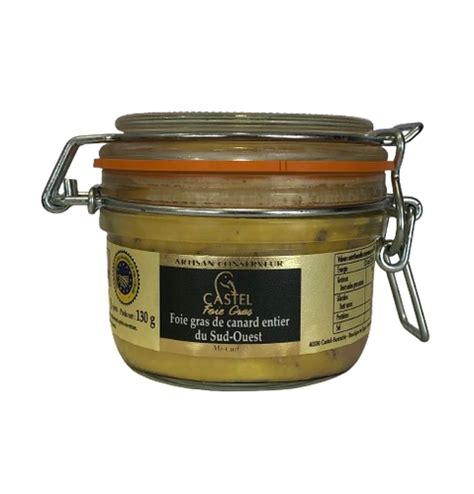 FOIE GRAS DE CANARD ENTIER IGP Sud Ouest MI CUIT 130gr Castel