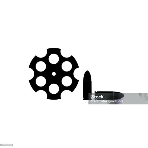cylinder   revolver  white background stock illustration