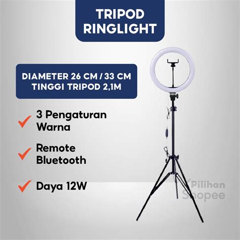 Jual Paket Ringlight Tripod Set 26cm 33cm Tinggi 2 1m Tahan Air