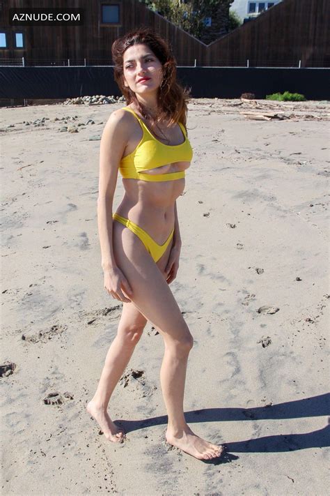 Blanca Blanco Enjoys The Warm Sun While Showing Off Her New Yellow Bikini On The Beach In Malibu