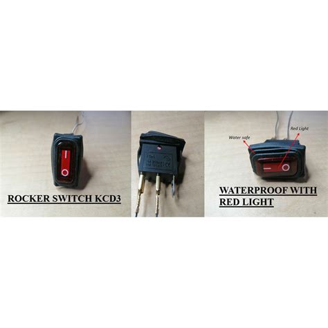 Rocker Switch Kcd Waterproof With Red Light And Wire Heavy Duty