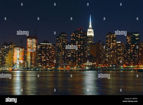 New York City skyline at night Stock Photo - Alamy