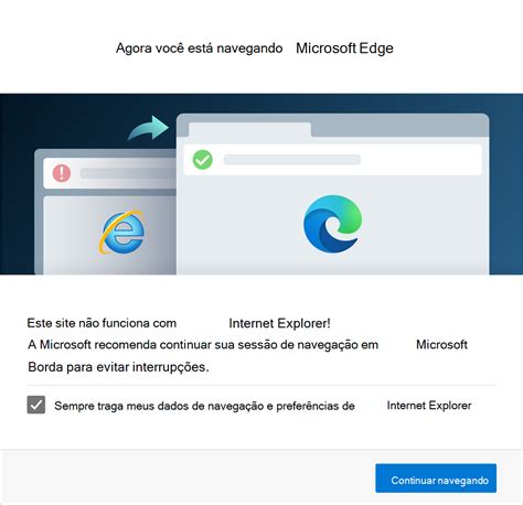 Redirecionamento Do Internet Explorer Para O Microsoft Edge Para