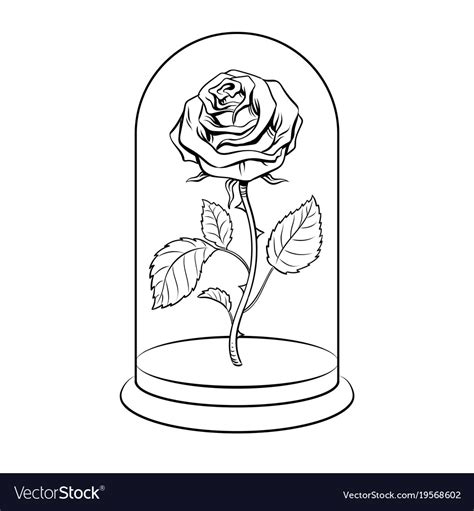 Rose Under Glass Cap Coloring Book Royalty Free Vector Image