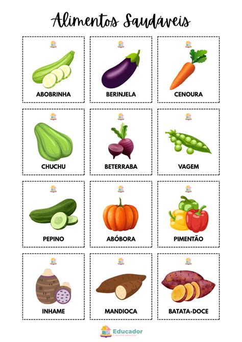Alimentos Saudaveis Para Imprimir - Alimentos saudáveis para imprimir: recurso pedagógico gratuito - Educador