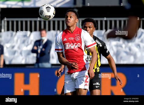 ROTTERDAM , NETHERLANDS - APRIL 18: Jurrien Timber of Ajax, Lois Openda ...