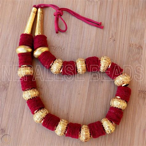 Nepalese Limbu Traditional Gold Plated Brass Beads Necklace Ornament