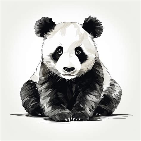 Ilustra O Realista De Urso Panda Em Preto E Branco Foto Premium