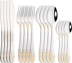 Amazon Silverware Flatware Set Gold Plated Tableware Cutlery Set