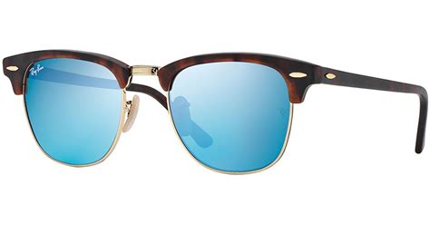 Ray-ban Clubmaster Sunglasses With Blue Mirror Lens in Blue | Lyst