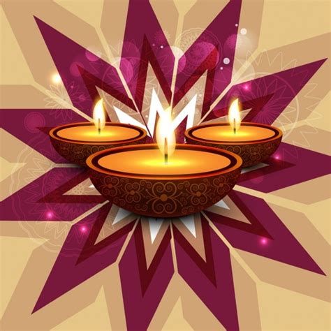 Free Vector | Diwali candles on an amazing background