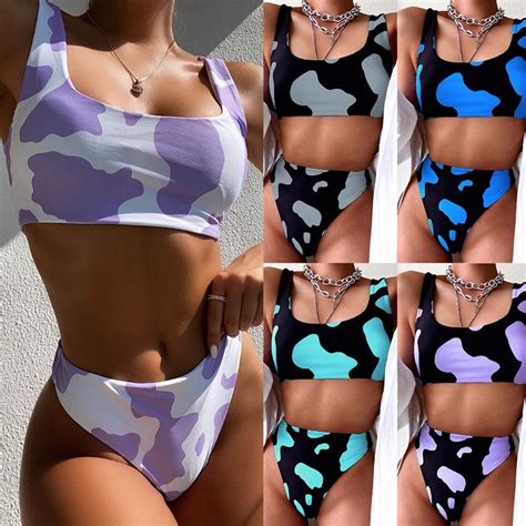 Maillot De Bain Femme Maillot De Bain Maillots De Bain Biquini Femmes Vache Imprim Bikini