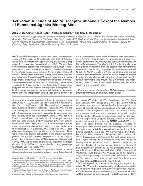 Activation Kinetics Of Ampa Receptor Channels Reveal The Number Of