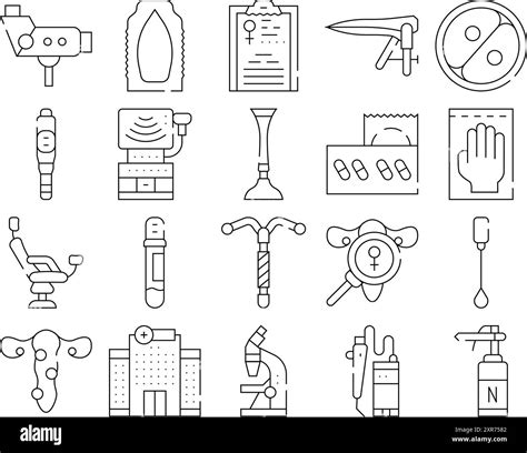 Gynecologist Treatment Collection Icons Set Vector Illustration Stock