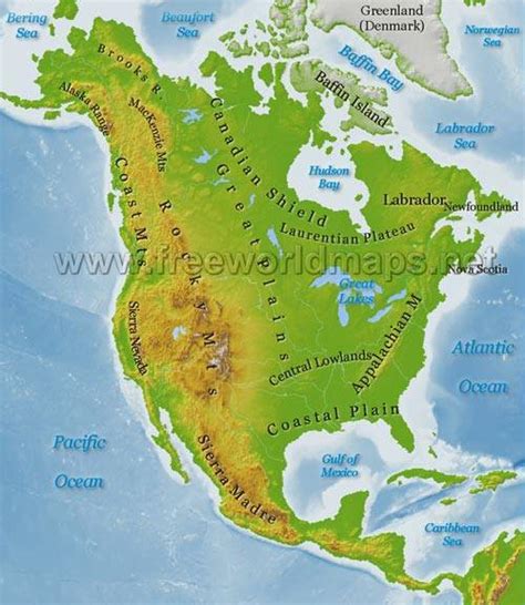 North America Physical Map – Freeworldmaps.net