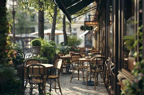 Premium Photo | Charming cafe with quaint outdoor seating