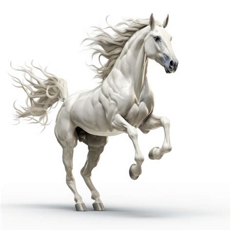 Premium Photo | Artistic White Horse Jumping On White Background