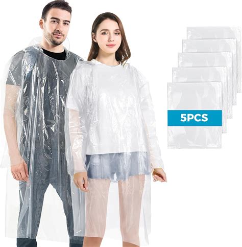 Amazon Bfons Pcs Disopable Rain Ponchos For Adults Clear Ponchos