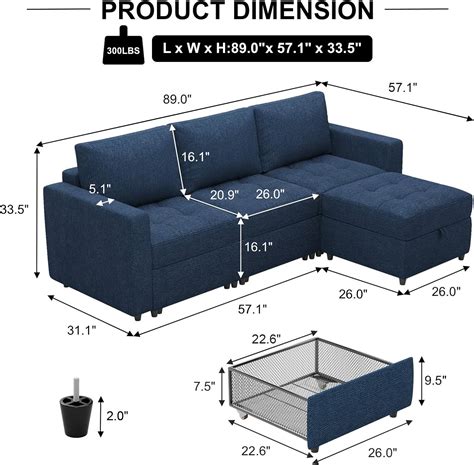 Belffin Sof Modular Convertible De Tela Moderna Con Div N Reversible Y