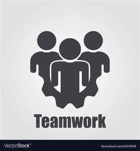 Logo Teamwork With Gear On A Gray Background Vector Image