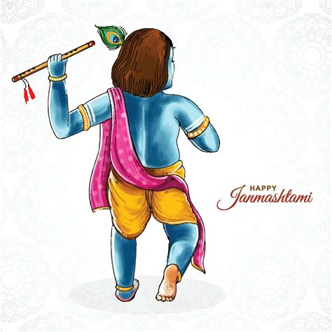 Colorful Religious Krishna Janmashtami Card Background 27704954 Vector