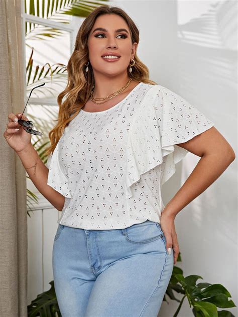 Plus Butterfly Sleeve Schiffy Tee Cotton Tops Designs Plus Size