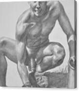 Original Drawing Sketch Charcoal Male Nude Gay Man Art Pencil On Paper