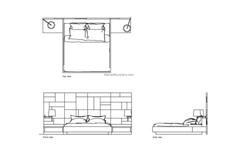 Modern Master Bed Free CAD Drawings