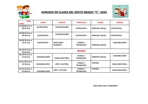 Horario Sexto C 2023 Pdf