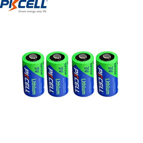 4pcs Pkcell 3V CR123A CR 123A 1500mah Lithium Battery Cell CR123