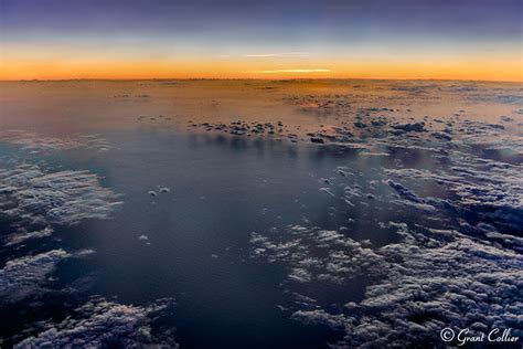 Aerial showing twilight over the South Pacific Ocean