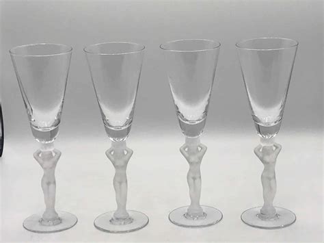 Antique Set Four Beautiful Nude Lady Stem Drinking Glasses Antiques Arena