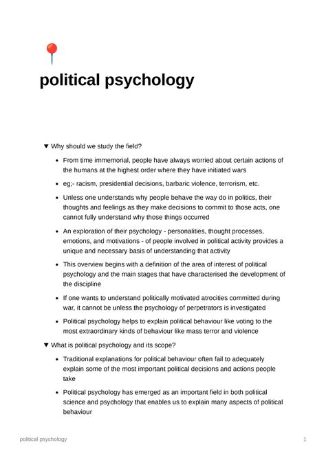 Political Psychology Political Psychology Why Should We Study The