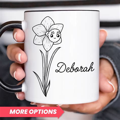 Custom Birth Month Flower Mug Accent Color Mug Personalized Birthday