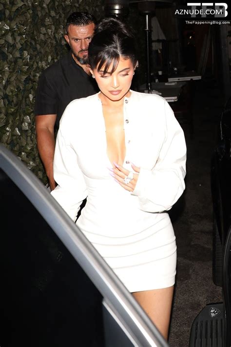 Kylie Jenner Sexy Seen Showcasing Her Hot Tits And Legs Wearing White In Los Angeles Aznude