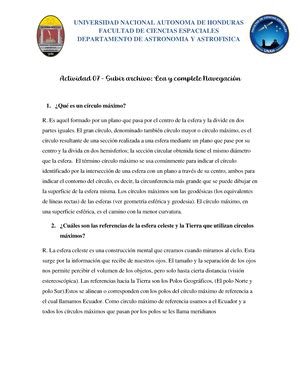 Tarea De Astronom A Introducci N A La Astronom A Universidad