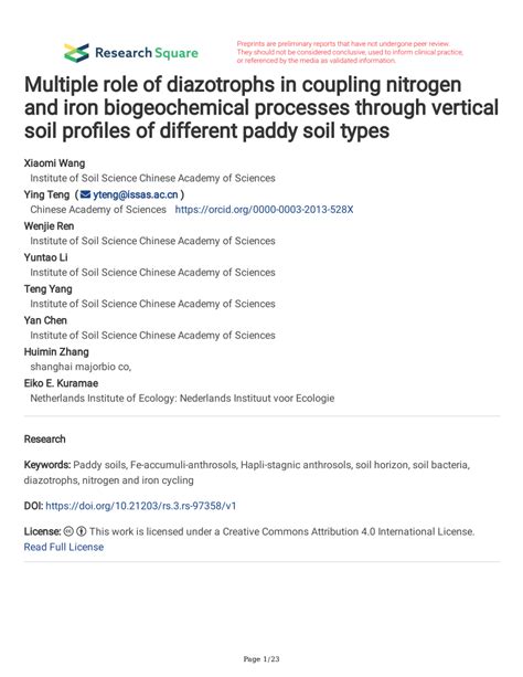 (PDF) Multiple role of diazotrophs in coupling nitrogen and iron ...