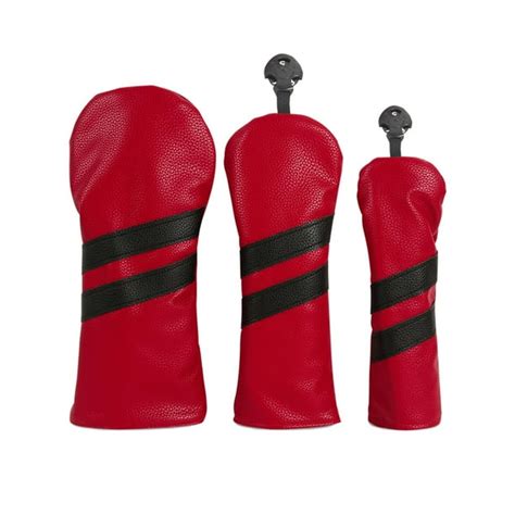3 Pieces Pu Leather Golf Club Head Covers Set Golf Club Protection