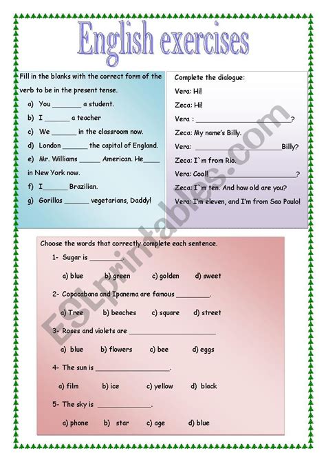 English Exercises For Beginners Eage Tutor - Riset