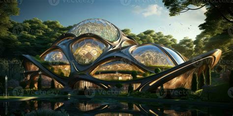 Futuristic eco building design, city the future. Generative AI 30329089 ...