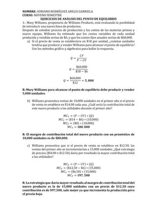 Ejercicios De An Lisis De Punto De Equilibrio Pdf